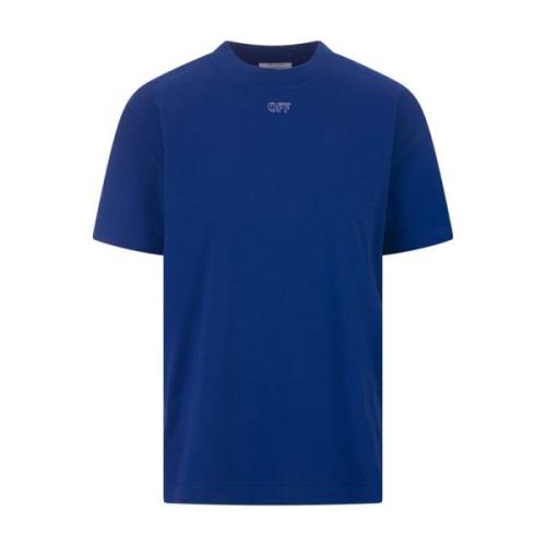 Blå Bomuld T-shirt med Broderede Pile