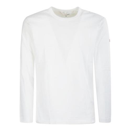 Hvid Langærmet Rund Hals T-Shirt