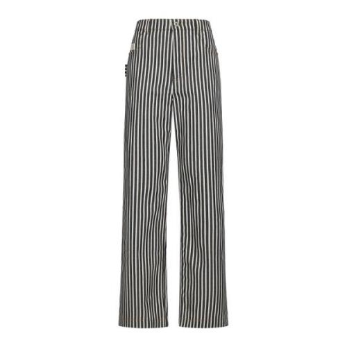 Pinstriped Denim Jeans Straight Leg