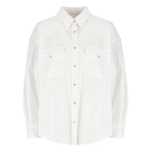 Studded Hvid Bomuldsskjorte med Krave