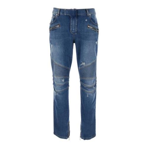 Vintage Blue Biker Denim Bukser