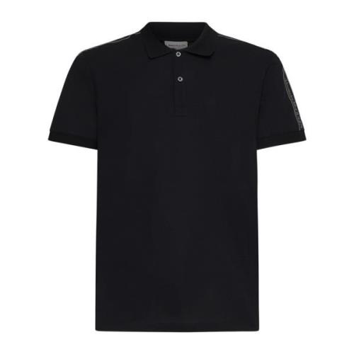 Sort Polo Shirt med Logo-Tape