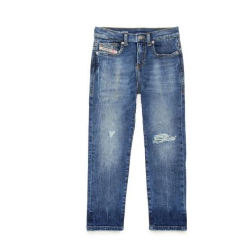 Mellelblå lige jeans med slid - 2020 D-Viker