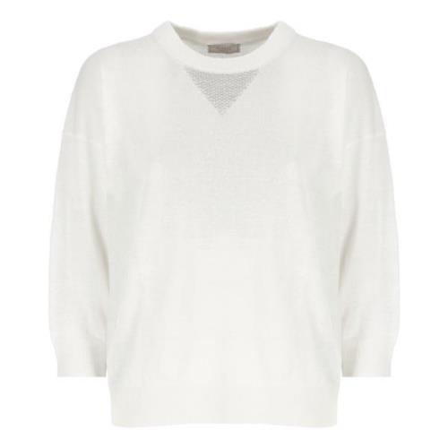 Hvid Linen Cotton Sweater Crew Neck