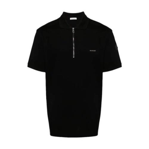 Zip-Up Polo Shirt i Sort