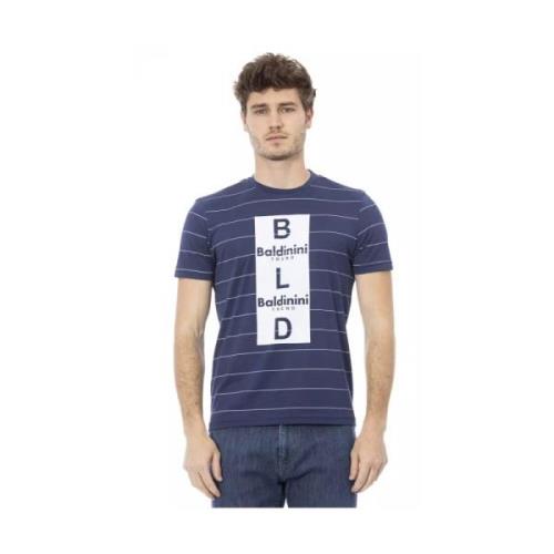 Trend Blå Bomuld T-Shirt, Kortærmet, Frontprint