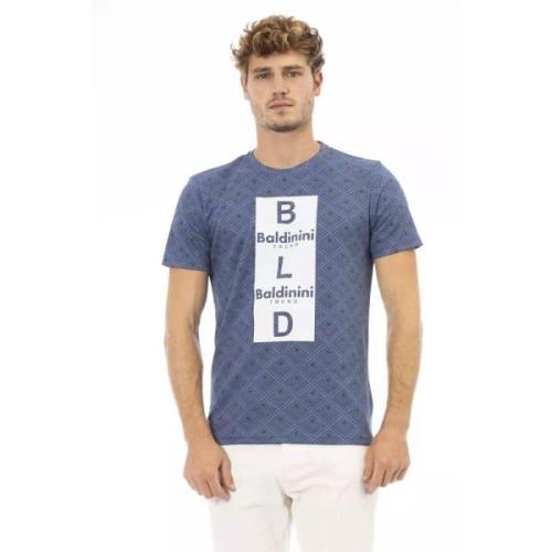 Elegant Blå Bomuld T-shirt