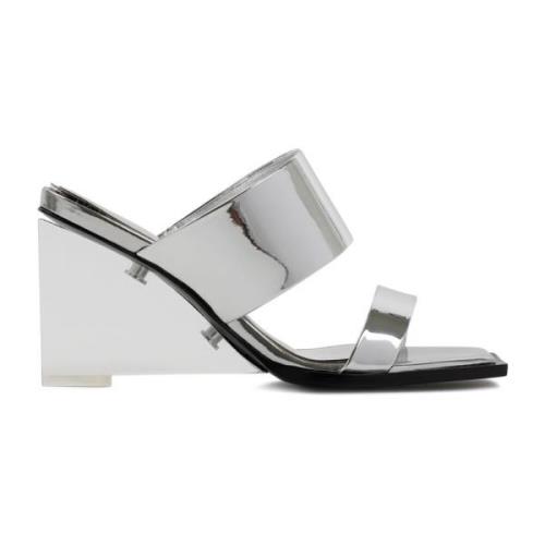 Sølv Metallic Sandaler med Glas Platform