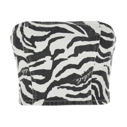 Zebra Mønster Bandeau Top Sort