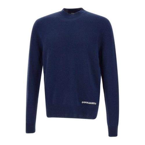 Blå Uldblandings Rundhals Sweater