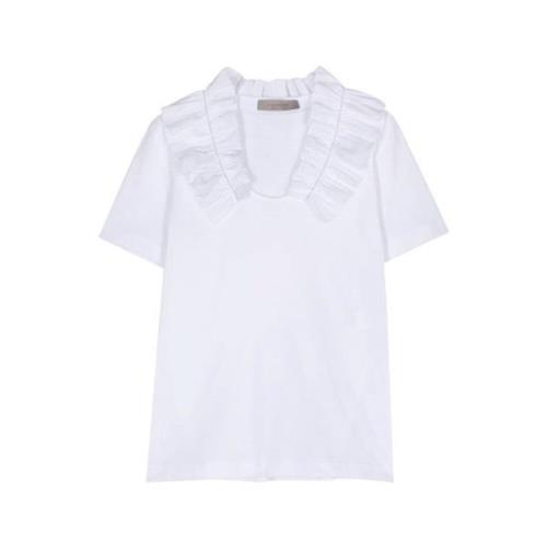 Ruffled-collar Jersey T-shirt