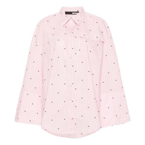 Pink Oversized Skjorte Subtilt Mønster