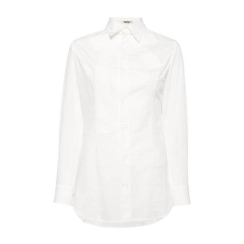 Asymmetrisk Knappet Hvid Bomuldsskjorte