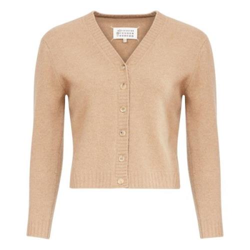 Brun Uld V-Hals Cardigan Sweater