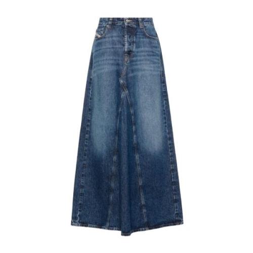 Blå Denim A-Line Nederdel