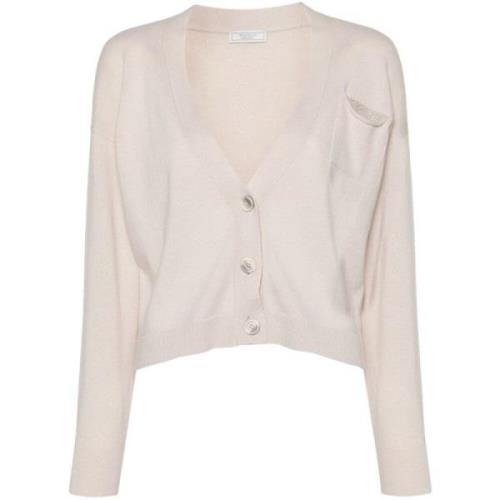 Perlebesat Cardigan Strikdesign V-Hals