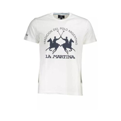 Hvid Bomuld T-Shirt, Korte Ærmer, Normal Pasform, Rund Hals, Print, Lo...