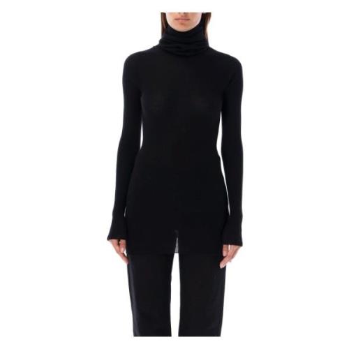 Sort Ribstrikket Turtleneck Sweater