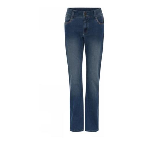 Flared Denim Jeans Medium Blue