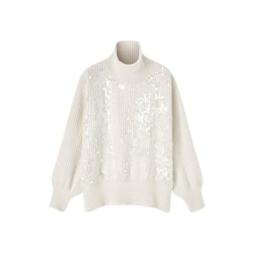 Paillet Høj Hals Uld Sweater