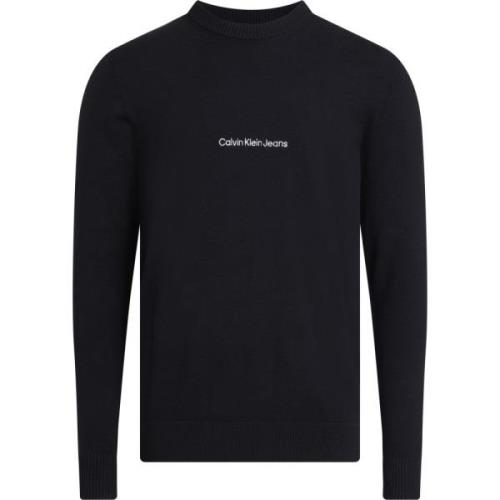 Sort Sweater med Kontrast Logo