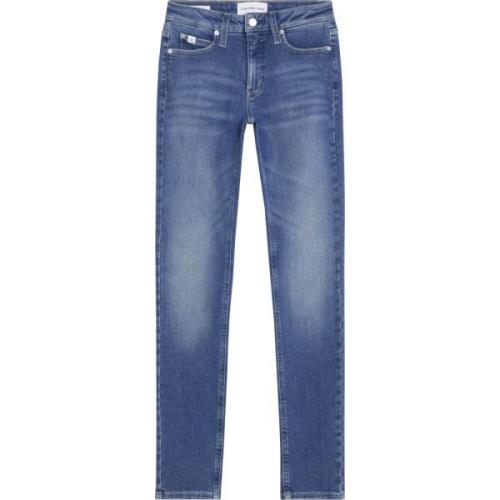 Blå Skinny Jeans med Medium Talje