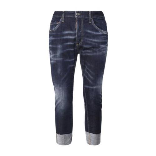 Blå Klassiske Fem Lomme Jeans