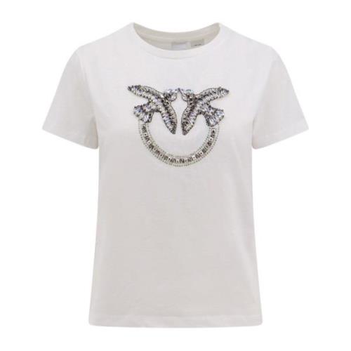 Hvid Rhinestone Crew-neck T-shirt