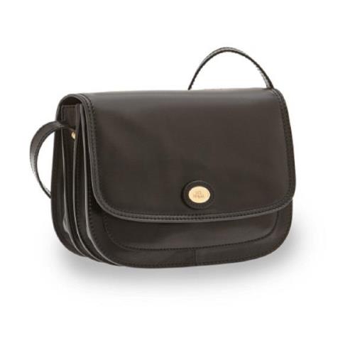 Sort Læder Crossbody Taske