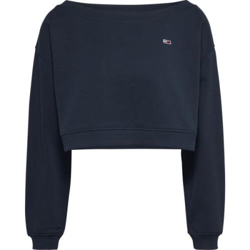 Blå Crop Sweater Bådhals Ballonærmer