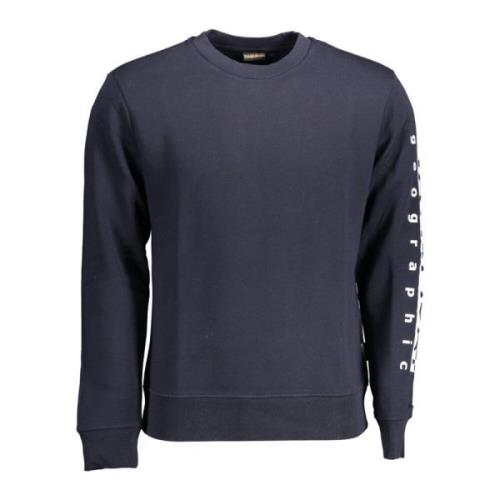 Blå Sweatshirt Rund Hals Print Logo