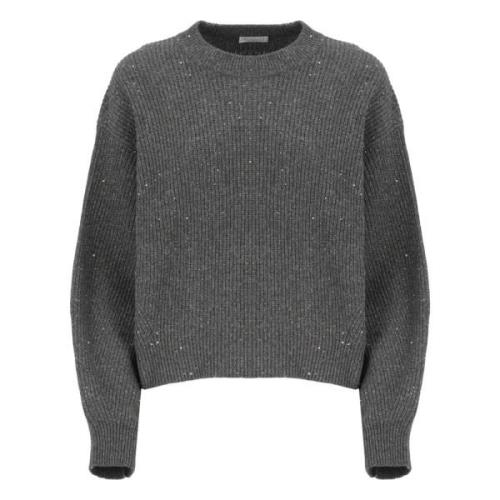 Paillet Rund Hals Uld Sweater