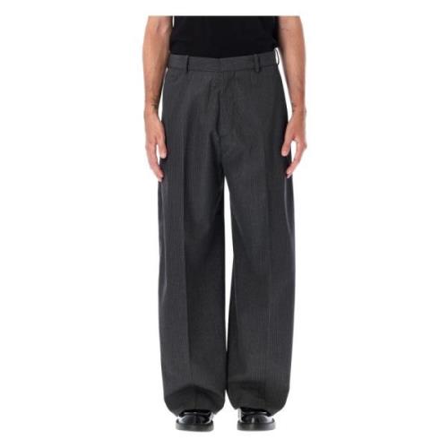 Pinstripe Wide Leg Trousers Anthracite Grey