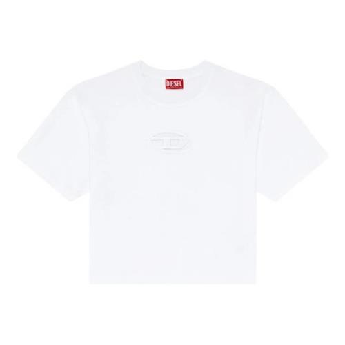 Hvid Bomulds T-shirt med Oval D Logo