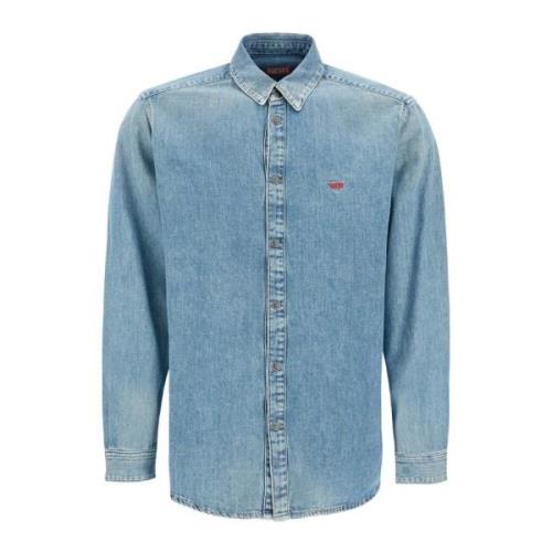 Slidt Denim Skjorte med Oval D Logo