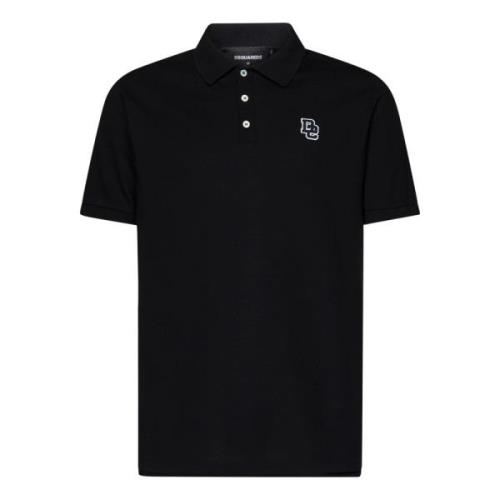 Sort Slim-Fit Polo Shirt med Logo