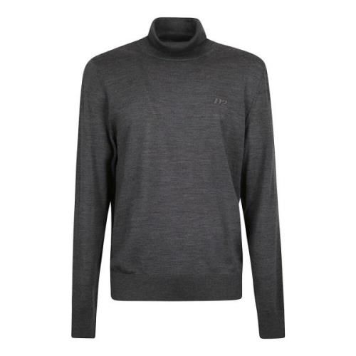 Grå Turtleneck Pullover Sweater