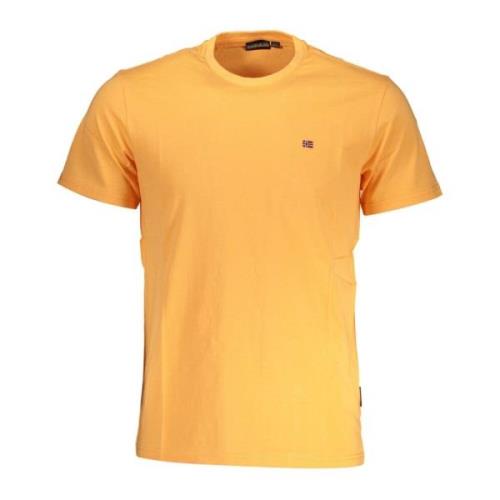 Orange Bomuld T-Shirt med Broderi