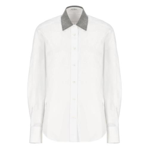 Hvid Bomuldsskjorte med Messingkrave