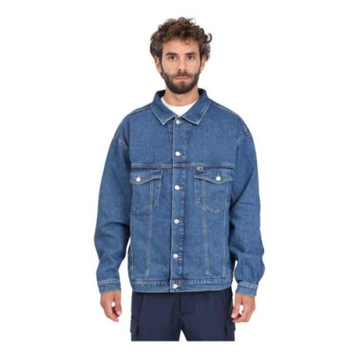 Blå Denim Trucker Jakke Oversize Fit