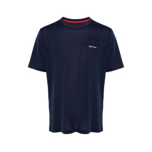 Broderet Navy Bomuld T-shirt