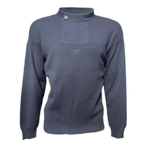 Høj Hals Ørn Print Sweatshirt Navy Blå