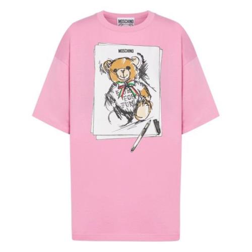 Teddy Bear Crew Neck T-shirts Pink