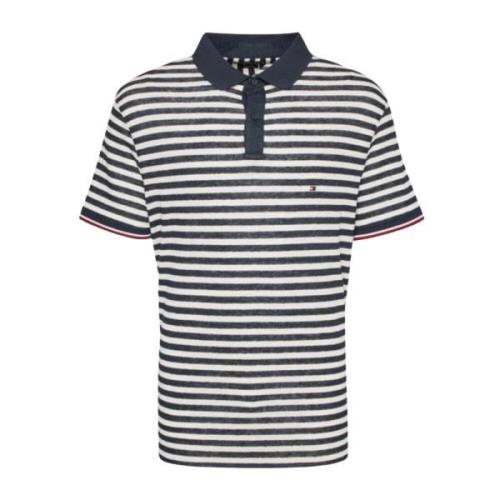 Breton Stripe Linen Polo Shirt