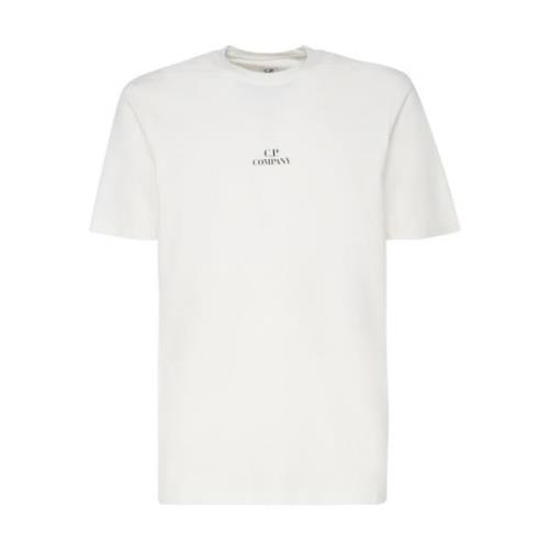 Hvid Bomulds T-shirt med Centralt Logo