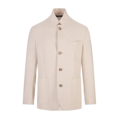 Elegant Ivory Cashmere Short Coat