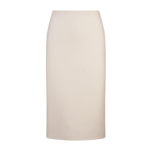 Ivory Wool Midi Nederdel med Slids