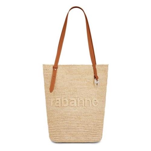 Vævet Raffia Tote Taske Brun