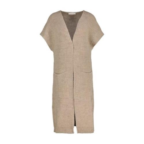 Beige Strikvest Gilet