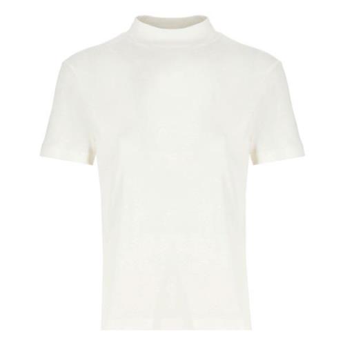 Ivory Bomuld T-shirt med Relief Logo